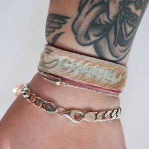 CHANEL 01A Pony Hair Logo Bracelet